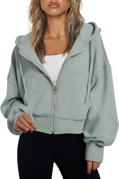 Hoodies for Women Full Zip up Cropped Sweatshirts Jackets Casual Comfy Gym Tops Fall Outfits Winter Clothes 2026