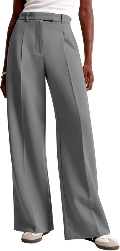 Women Wide Leg Pants High Waisted Business Casual Work Trousers Dressy Pants with Pockets