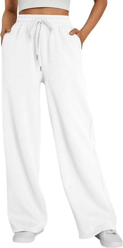 Womens Wide Leg Fleece Lined Sweatpants Winter Baggy Lounge Travel Pants Fashion Outfits 2025 Joggers Clothes