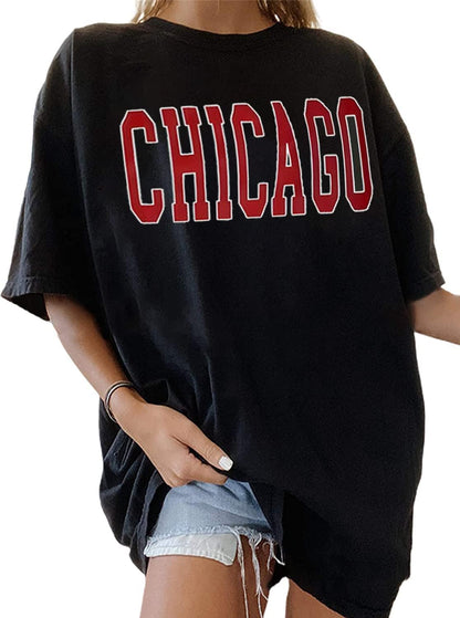 Women'S Casual Oversized T Shirt Short Sleeve Graphic Tee Letter Sun Moon Shirts