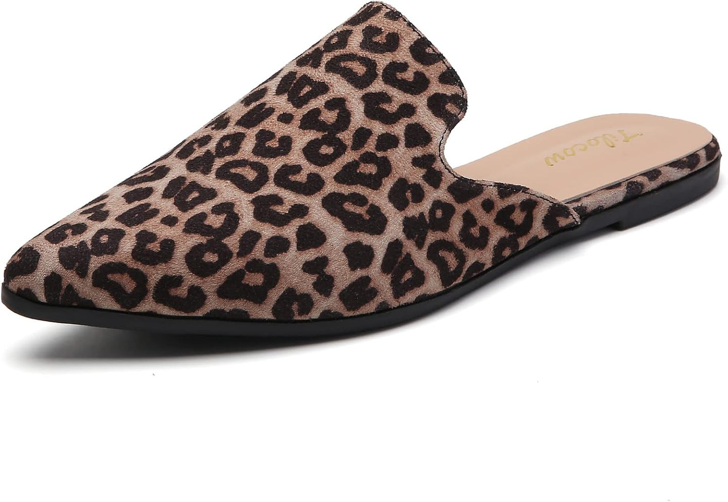 Mules for Woman Comfortable Pointed Toe Backless Loafers Flat Mule Business Casual Shoes Slides Slip On