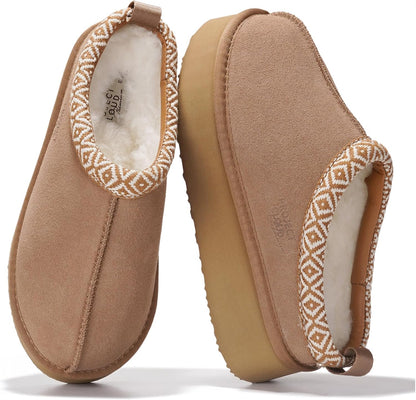 100% Genuine Leather Platform Slippers for Women – Soft Memory Foam Womens Slippers & Supportive Clogs for Women 2025 – Cozy, Stylish Everyday Footwear (Sayre)