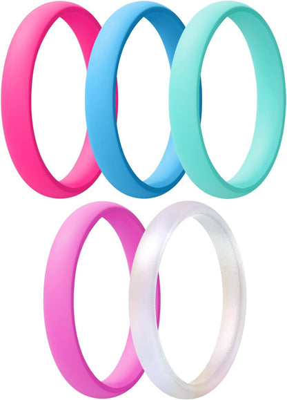 Women'S Bridal Rings Sets, Thin and Stackable Rings Silicone Women Wedding Bands，Rubber Promise Rings for Gift, Anniversary Ring for Work Out- 2.5Mm Width - 1.8Mm Thick