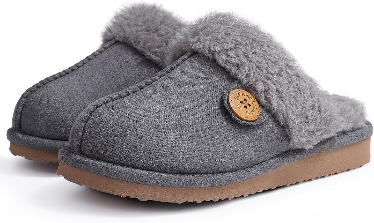 Women'S Fuzzy Memory Foam Slippers Fluffy Winter House Shoes Indoor and Outdoor