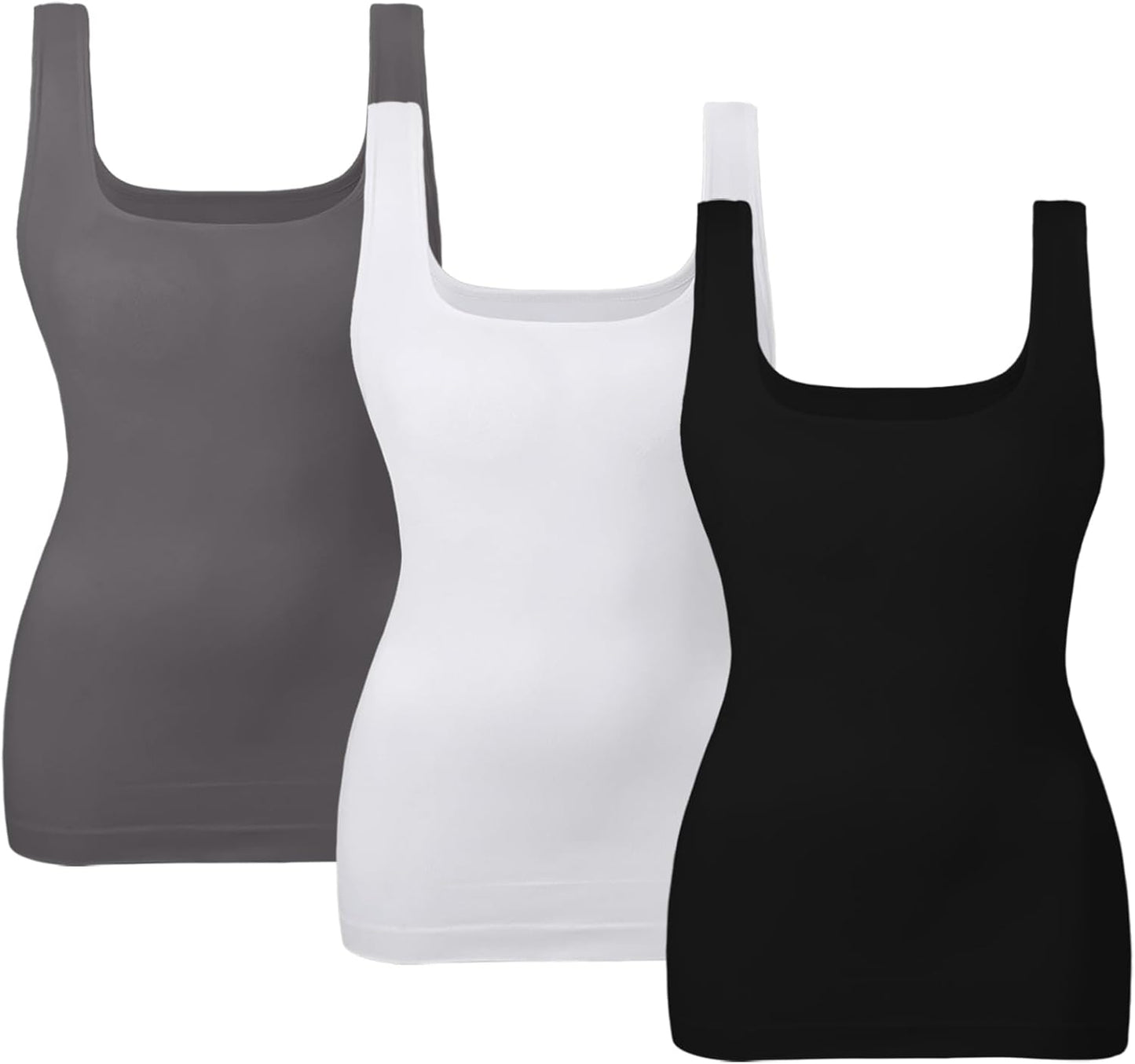 Women'S Tummy Control Shapewear Tank Tops Seamless Square Neck Compression Tops Slimming Body Shaper Camisole