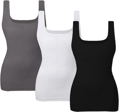 Women'S Tummy Control Shapewear Tank Tops Seamless Square Neck Compression Tops Slimming Body Shaper Camisole
