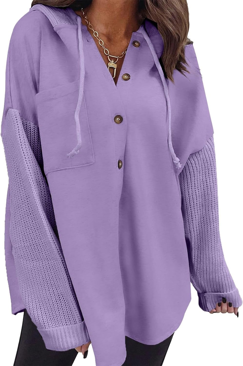 Oversized Sweatshirt for Women Loose Fit Casual Long Sleeve Button Hooded Sweatshirts Hoodies with Pocket