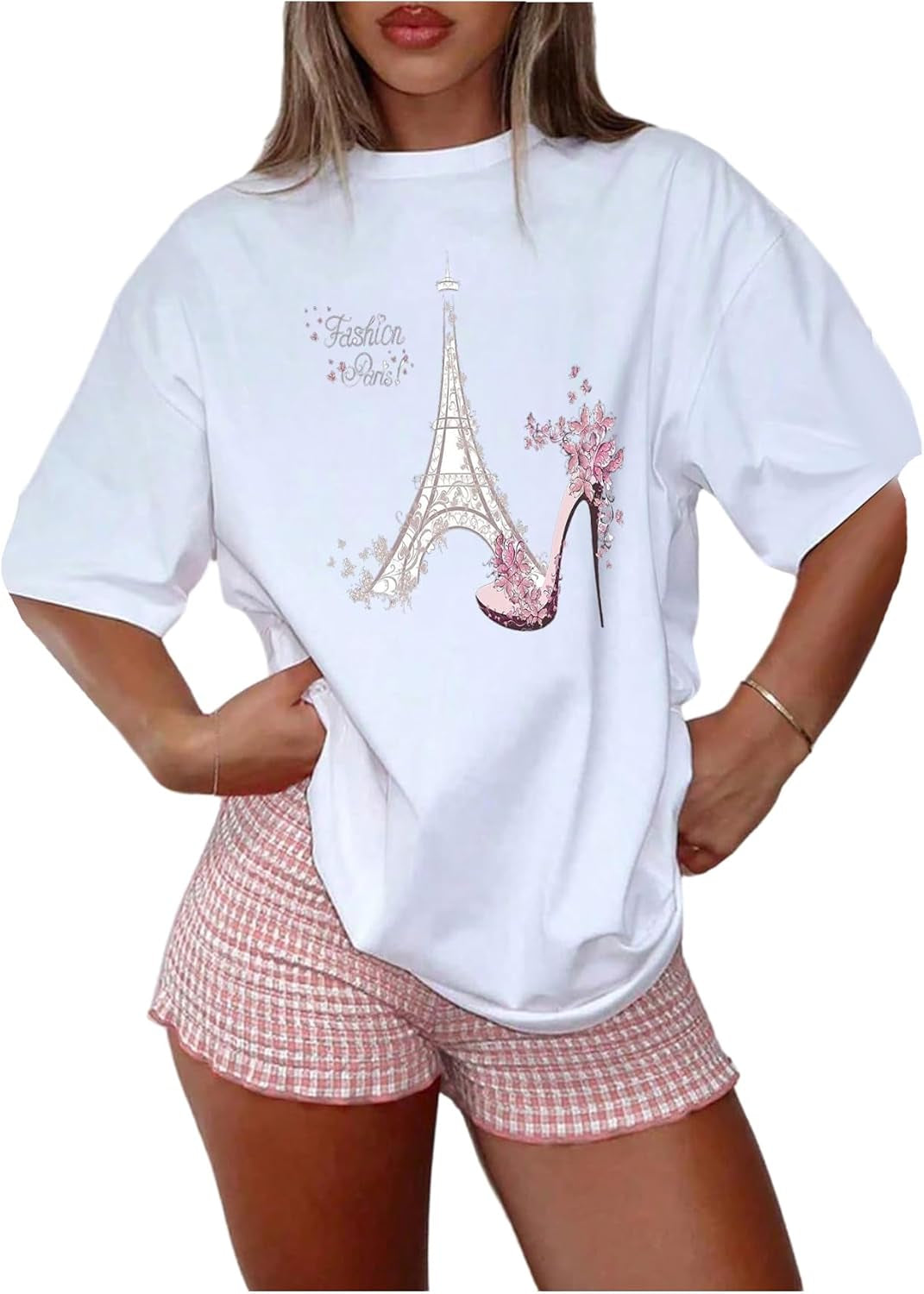 Women'S Oversized Graphic Tees Drop Shoulder Half Sleeve Loose Casual T Shirt Tops