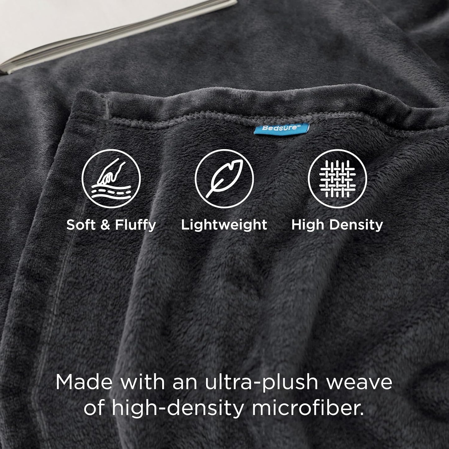 Gentlesoft Fleece Blankets Queen Size Dark Grey - Bed Blanket Soft Lightweight Plush Fuzzy Cozy Luxury Microfiber, 90X90 Inches