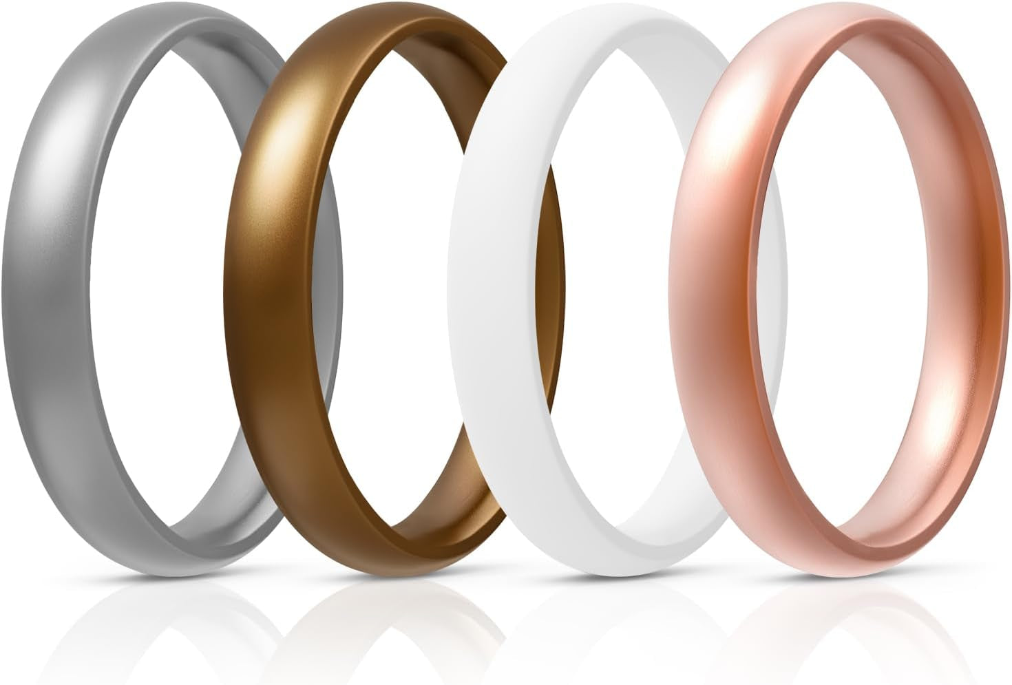 Women'S Bridal Rings Sets, Thin and Stackable Rings Silicone Women Wedding Bands，Rubber Promise Rings for Gift, Anniversary Ring for Work Out- 2.5Mm Width - 1.8Mm Thick