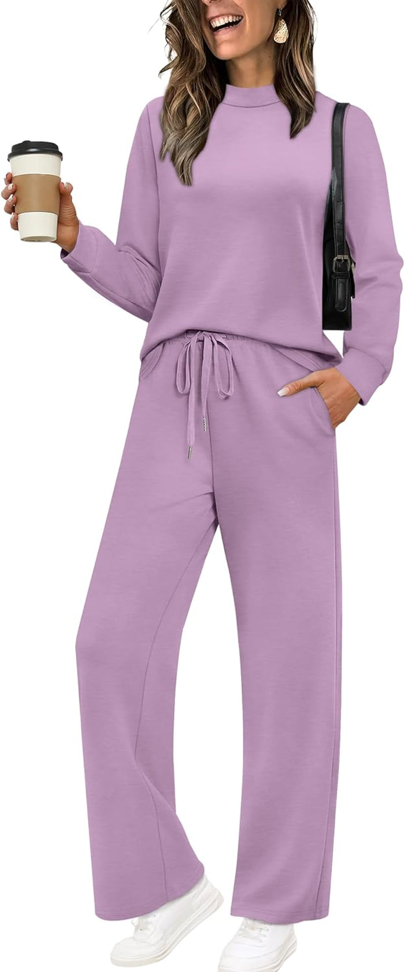 Two Piece Sets for Women Mock Neck Matching Sets Loungewear Fall Clothes Travel Outfits Fashion 2025 XS-2XL