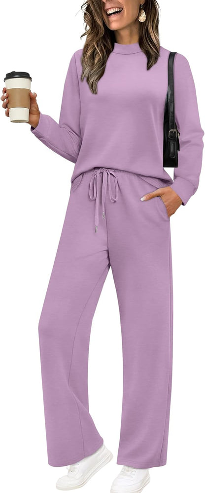 Two Piece Sets for Women Mock Neck Matching Sets Loungewear Fall Clothes Travel Outfits Fashion 2025 XS-2XL