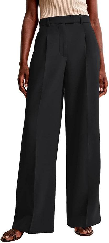 Women Wide Leg Pants High Waisted Business Casual Work Trousers Dressy Pants with Pockets