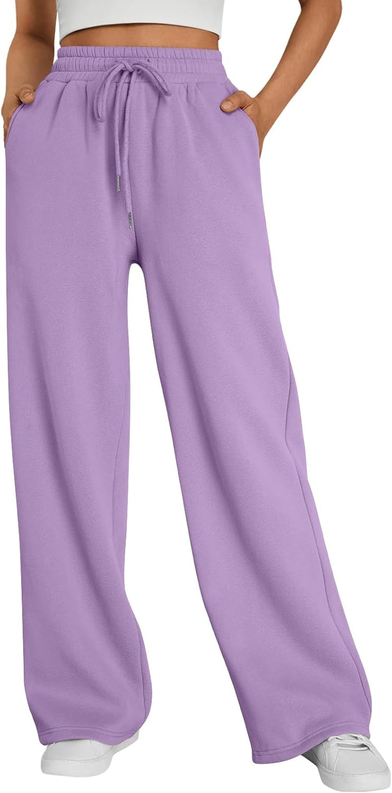 Womens Wide Leg Fleece Lined Sweatpants Winter Baggy Lounge Travel Pants Fashion Outfits 2025 Joggers Clothes