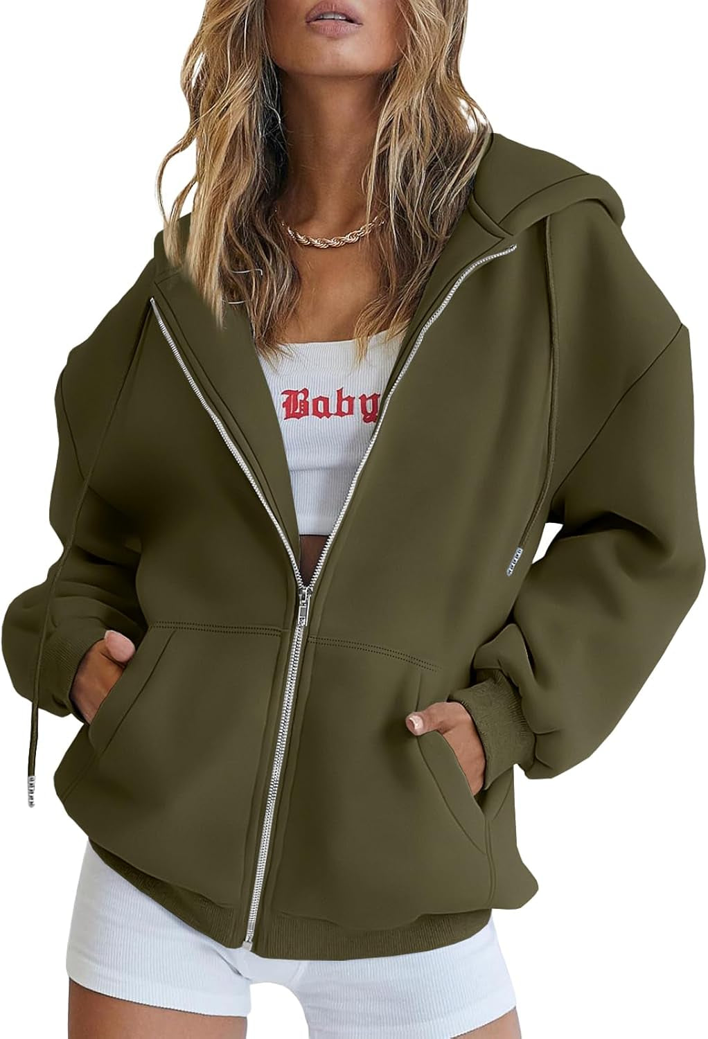 Womens Zip up Hoodies Oversized Sweatshirts Fall Fashion Spring Outfits Casual Jackets 2026 Winter Clothes