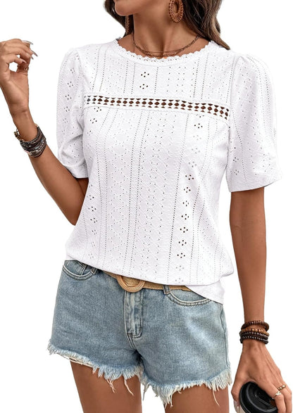 Women'S Shirts Casual 2026 Beach Hollow Out Trendy Casual Summer Tops Vacation Blouses