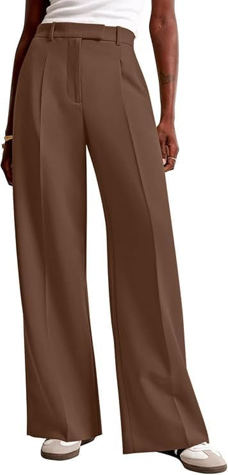 Women Wide Leg Pants High Waisted Business Casual Work Trousers Dressy Pants with Pockets
