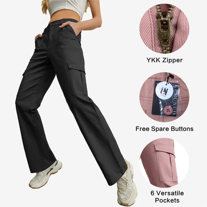 Cargo Pants for Women High Waisted Casual Pants Baggy Stretchy Wide Leg Y2K Streetwear with 6 Pockets