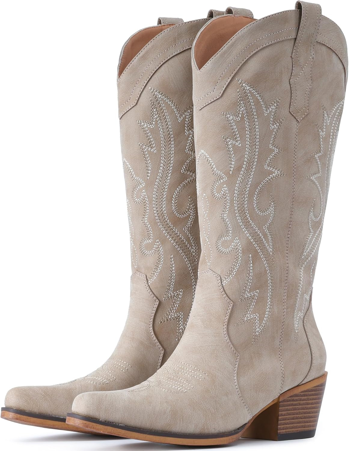 Cowboy Boots for Women Western Cowgirl Boots with Chunky Heel Mid Calf Snip Toe Ideal for Low Insteps
