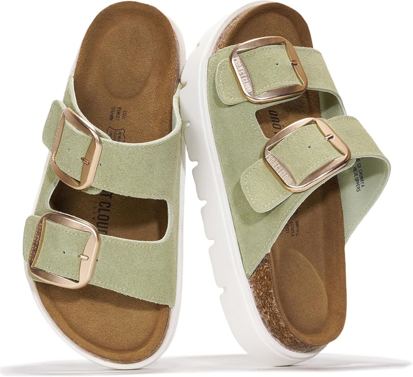 Genuine Leather Platform Sandals Women Footwear - Wedge Chunky Sandals Womens Sandals with Memory Foam Insole and Cork Footbed (GREECECHUNKY)