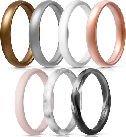 Women'S Bridal Rings Sets, Thin and Stackable Rings Silicone Women Wedding Bands，Rubber Promise Rings for Gift, Anniversary Ring for Work Out- 2.5Mm Width - 1.8Mm Thick