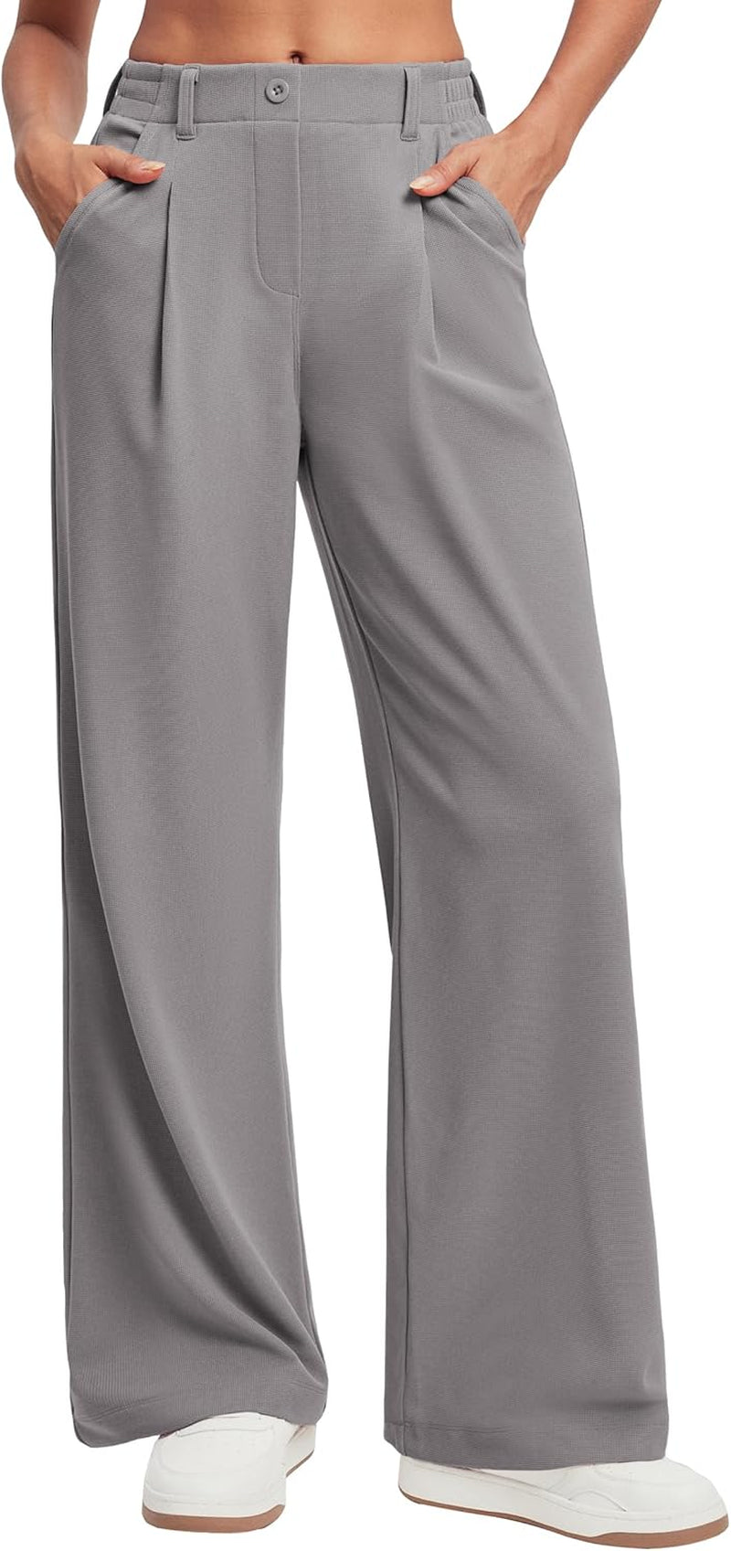 Wide Leg Pants Woman Stretchy Work Dress Pants Women Pull on Business Casual Slacks Trousers Fall Outfits 26"/28"