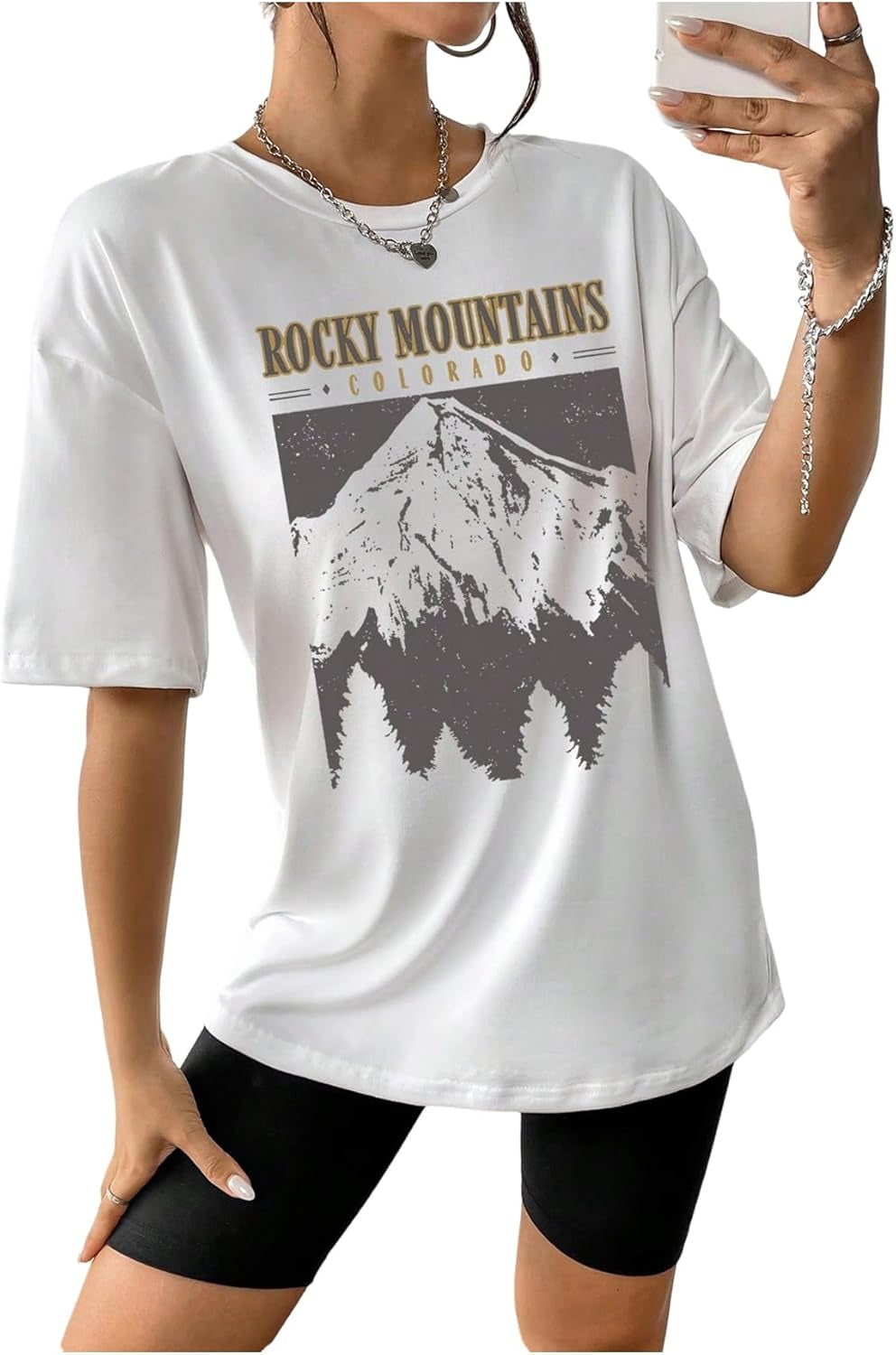 Women'S Oversized Graphic Tees Drop Shoulder Half Sleeve Loose Casual T Shirt Tops