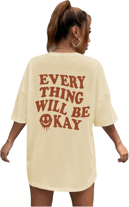 Women'S Oversized T Shirts Graphic Tees Letter Print Casual Trendy Summer Loose Tops