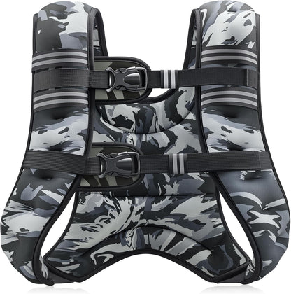 Weighted Vest, 6Lb/8Lb/12Lb/16Lb/20Lb/25Lb/30Lb Weight Vest with Reflective Stripe for Workout, Strength Training, Running, Fitness, Muscle Building, Weight Loss, Weightlifting