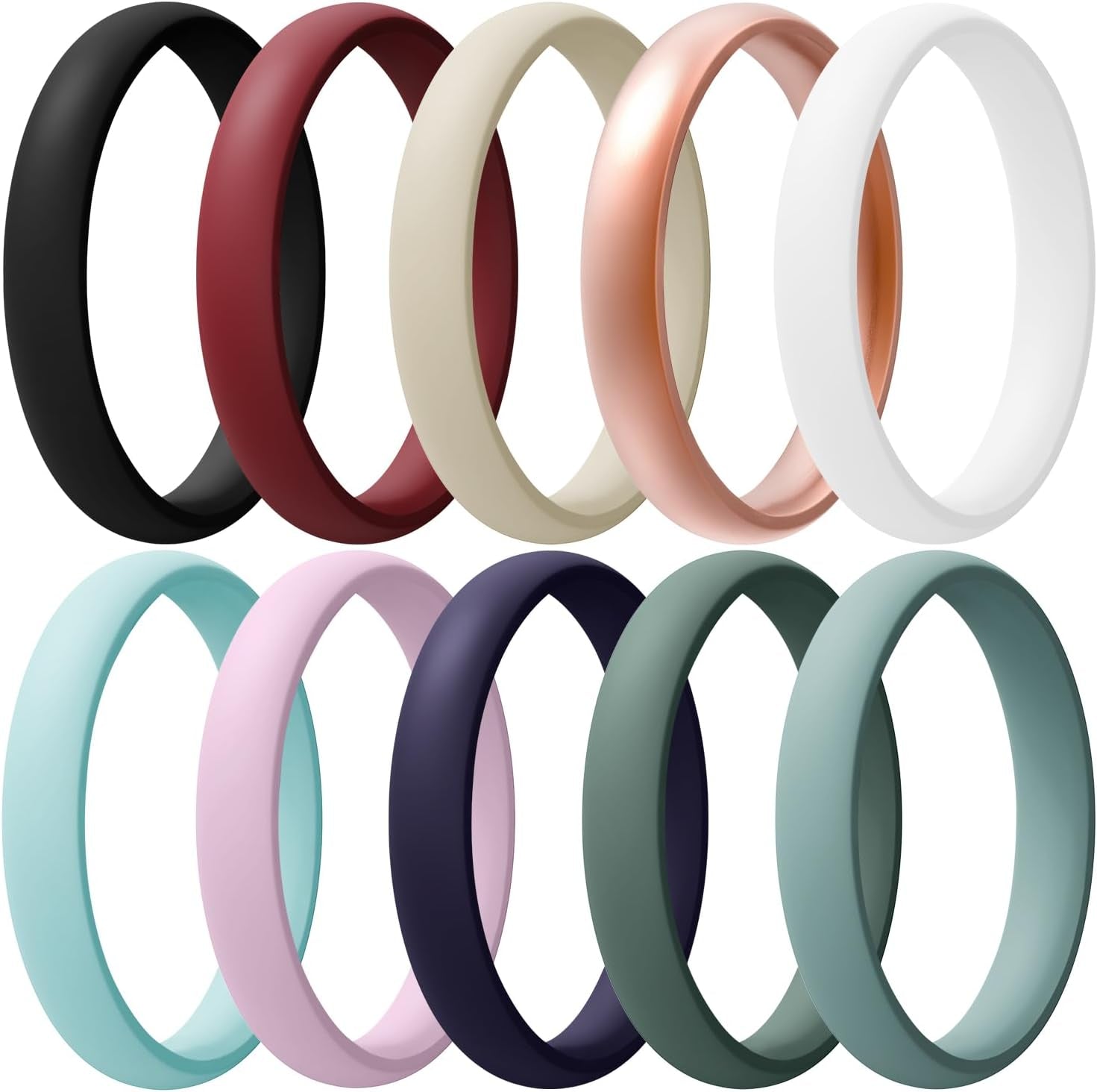 Women'S Bridal Rings Sets, Thin and Stackable Rings Silicone Women Wedding Bands，Rubber Promise Rings for Gift, Anniversary Ring for Work Out- 2.5Mm Width - 1.8Mm Thick