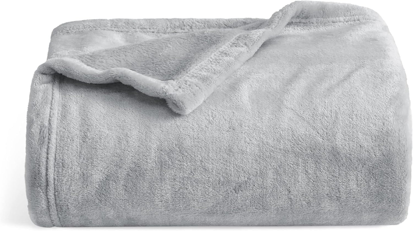 Gentlesoft Fleece Blankets Queen Size Dark Grey - Bed Blanket Soft Lightweight Plush Fuzzy Cozy Luxury Microfiber, 90X90 Inches