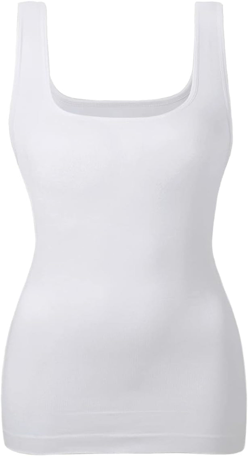 Women'S Tummy Control Shapewear Tank Tops Seamless Square Neck Compression Tops Slimming Body Shaper Camisole