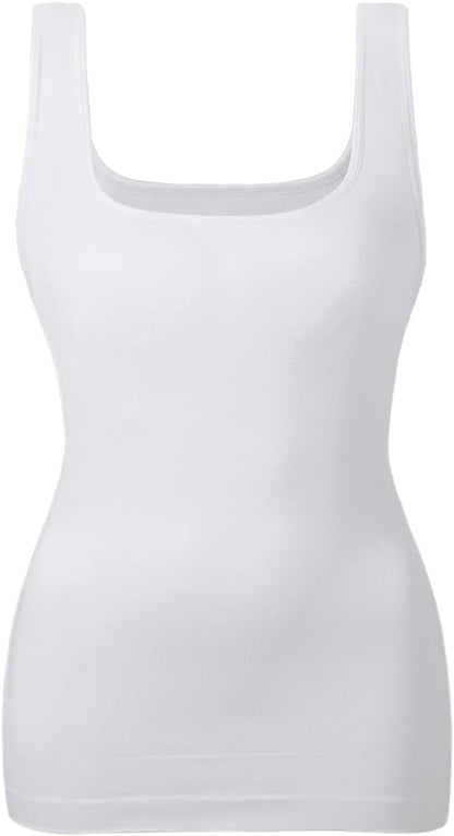 Women'S Tummy Control Shapewear Tank Tops Seamless Square Neck Compression Tops Slimming Body Shaper Camisole