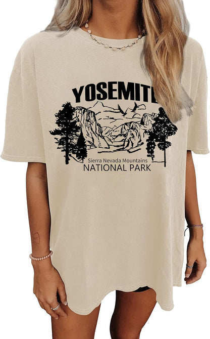 Women'S Graphic Oversized Tshirt Vintage Half Sleeve round Neck Baggy Tee Summer Casual Tunic Shirt