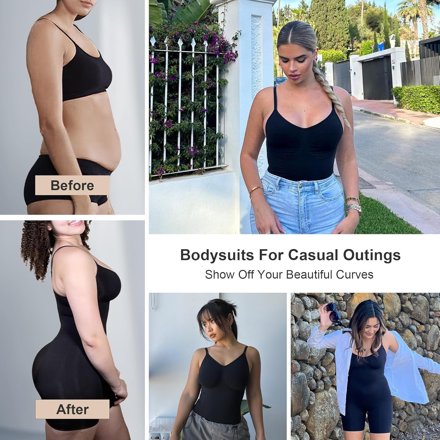 Women'S Seamless Shapewear Bodysuit Tummy Control Body Shaper Waist Snatching Body Suit