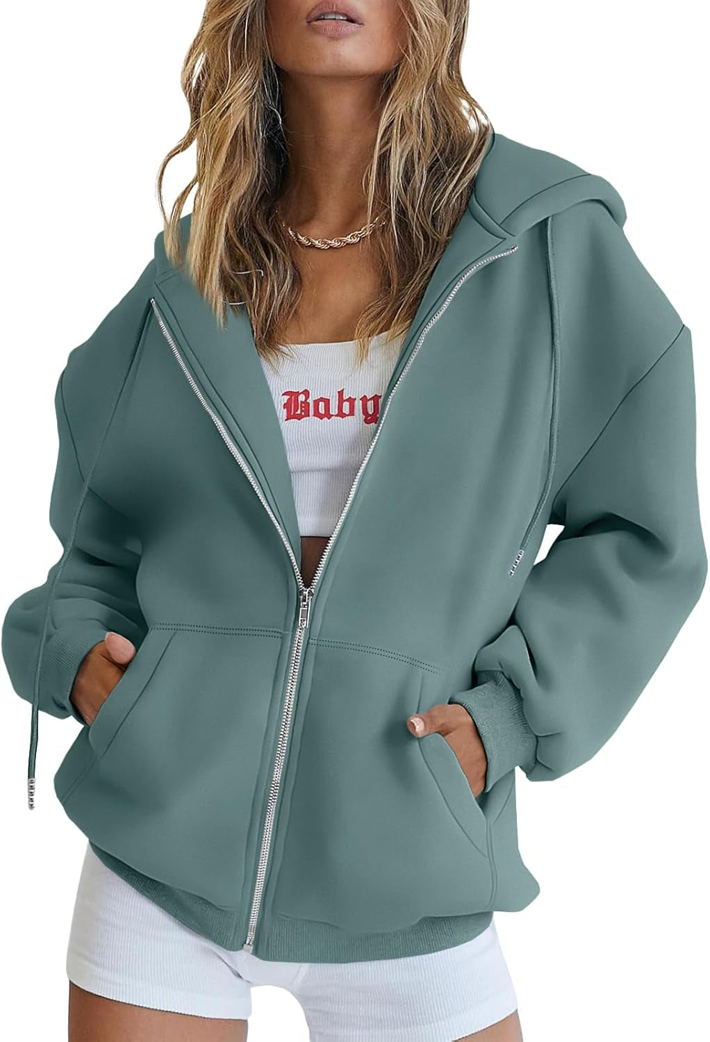 Womens Zip up Hoodies Oversized Sweatshirts Fall Fashion Spring Outfits Casual Jackets 2026 Winter Clothes