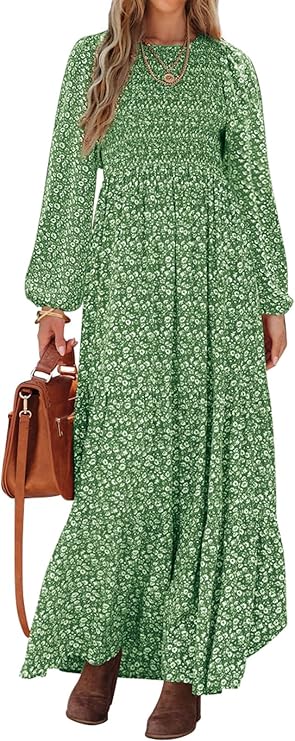 Floral Maxi Dress - Boho Flutter Sleeve Smocked Spring Dress | Rhodes & Co.
